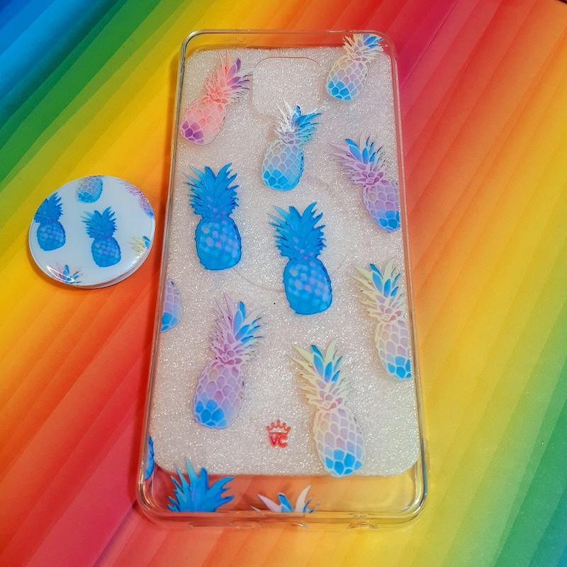 قاب گوشی Redmi Note 9S - Redmi Note 9 Pro شیائومی طرح فانتزی ژله ای آناناسی به همراه پاپ سوکت کد E22-172634