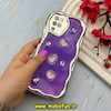 قاب گوشی Galaxy A12 / Galaxy M12 سامسونگ فانتزی برجسته کرومی نقره ای سری بالشتی لاکچری LUXURY قلبی بنفش کد 64154