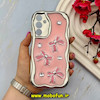 قاب گوشی Galaxy A25 سامسونگ فانتزی برجسته کرومی نقره ای سری بالشتی لاکچری LUXURY پاپیونی صورتی کد 64170