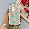 قاب گوشی Galaxy A35 سامسونگ فانتزی برجسته کرومی نقره ای سری بالشتی لاکچری LUXURY پاپیونی آبی کد 64171