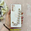 قاب گوشی Galaxy S20 FE سامسونگ مای کیس گلد لاین لاکچری دستبندی مرواریدی محافظ لنز دار سفید کد 65586