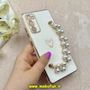 قاب گوشی Galaxy S20 FE سامسونگ مای کیس گلد لاین لاکچری دستبندی مرواریدی محافظ لنز دار سفید کد 65586