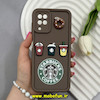 قاب گوشی Galaxy A12 / Galaxy M12 سامسونگ Solid عروسکی سیلیکونی برجسته طرح استارباکس قهوه ای کد 66014