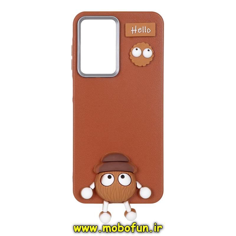 قاب گوشی Galaxy A26 سامسونگ لدر دیزاین SOFT Lether Design سیلیکونی طرح چرم هپل Hello عسلی کد 71313