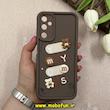 قاب گوشی Galaxy A05S سامسونگ سیلیکونی Solid عروسکی برجسته محافظ لنزدار طرح تدی کیوت نسکافه ای کد 66302
