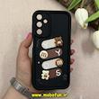 قاب گوشی Galaxy A15 سامسونگ سیلیکونی Solid عروسکی برجسته محافظ لنزدار طرح تدی کیوت مشکی کد 66305