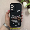 قاب گوشی Galaxy A15 سامسونگ سیلیکونی Solid عروسکی برجسته محافظ لنزدار طرح تدی کیوت مشکی کد 66307
