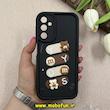 قاب گوشی Galaxy A24 سامسونگ سیلیکونی Solid عروسکی برجسته محافظ لنزدار طرح تدی کیوت مشکی کد 66314