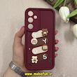 قاب گوشی Galaxy A35 سامسونگ سیلیکونی Solid عروسکی برجسته محافظ لنزدار طرح تدی کیوت زرشکی کد 66329