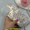 قاب گوشی iPhone 16 Pro Max آیفون فانتزی سخت Hard لیزری موج دار طرح شکوفه گل صورتی کد 66872