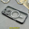 قاب گوشی iPhone 16 Pro آیفون الکتروپلیتینگ ژله ای شفاف اورجینال طرح مگ سیف نگین دار شاین محافظ لنز دار مشکی کد 67120
