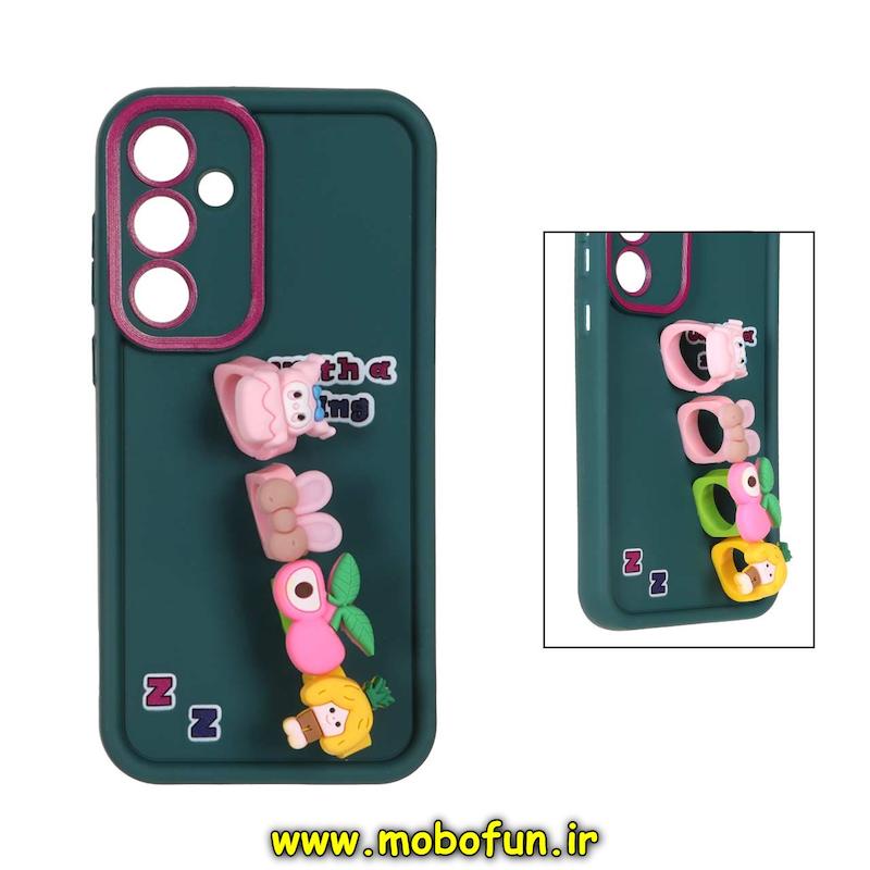 قاب گوشی Galaxy A55 سامسونگ طرح سیلیکونی Solid عروسکی کارتونی فانتزی چاپی محافظ لنزدار درجه یک طرح انگشتی سبز تیره کد 71396