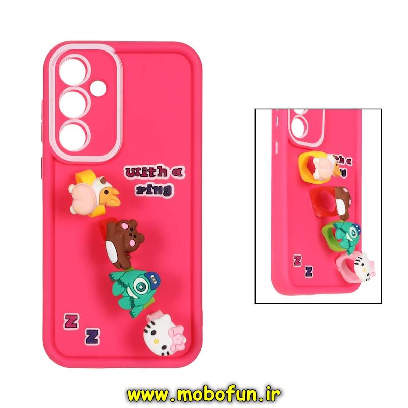 قاب گوشی Galaxy A55 سامسونگ طرح سیلیکونی Solid عروسکی کارتونی فانتزی چاپی محافظ لنزدار درجه یک طرح انگشتی صورتی فانتزی کد 71397