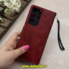 کیف گوشی Galaxy S21 Ultra سامسونگ مگنتی طرح چرم کتابی بنددار زرشکی کد 66851