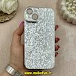 قاب گوشی iPhone 15 آیفون لاکچری اورجینال Q SERIES لیزری لوزی شاین لنز استندشو سیلور کد 66765