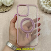 قاب گوشی iPhone 13 Pro Max آیفون اورجینال مگ سیف دار لنز نگین دار الکتروپلیتینگ رنگ صورتی کد 66727