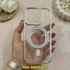 قاب گوشی iPhone 16 Pro آیفون اورجینال مگ سیف دار لنز نگین دار الکتروپلیتینگ رنگ نقره ای کد 66742