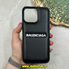 قاب گوشی iPhone 15 Pro Max آیفون پافر چرمی بالشتی کلاسیک Classic اورجینال BALENCIAGA بالنسیاگا مشکی کد 66420