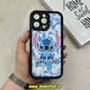 قاب گوشی iPhone 15 Pro Max آیفون طرح سیلیکونی Solid آینه ای محافظ لنزدار طرح استیج STITCH مشکی کد 71677