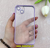 بامپر فلزی و قاب گوشی iPhone 13 آیفون اورجینال CREATIVE CASE شفاف پشت طلقی شیشه ای محافظ لنزدار بنفش کد 68885