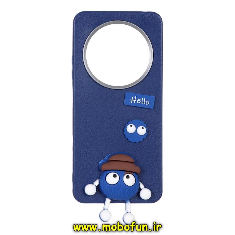 قاب گوشی Redmi 14C / Poco C75 / Redmi A4 شیائومی لدر دیزاین SOFT Lether Design سیلیکونی طرح چرم هپل Hello سرمه ای کد 71918