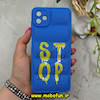 قاب گوشی Galaxy A04 / Galaxy M13 5G سامسونگ سیلیکون ژله ای پافر PC فانتزی زیر بسته محافظ لنز دار طرح STOP آبی کد 68977