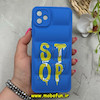 قاب گوشی Galaxy A04E سامسونگ سیلیکون ژله ای پافر PC فانتزی زیر بسته محافظ لنز دار طرح STOP آبی کد 68994