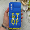 قاب گوشی Galaxy A30S / Galaxy A50S / Galaxy A50 سامسونگ سیلیکون ژله ای پافر PC فانتزی زیر بسته محافظ لنز دار طرح STOP آبی کد 69028