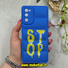 قاب گوشی Galaxy S20 FE سامسونگ سیلیکون ژله ای پافر PC فانتزی زیر بسته محافظ لنز دار طرح STOP آبی کد 69146