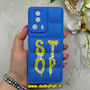 قاب گوشی Xiaomi 13 Lite شیائومی سیلیکون ژله ای پافر PC فانتزی زیر بسته محافظ لنز دار طرح STOP آبی کد 69167