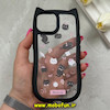 قاب گوشی iPhone 15 آیفون گوش دار فانتزی شفاف طلقی HARD طرح گربه کیوت کد 69334