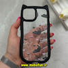 قاب گوشی iPhone 15 آیفون گوش دار فانتزی شفاف طلقی HARD طرح گربه کیوت کد 69343