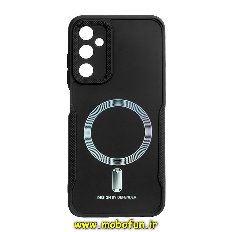 قاب گوشی Galaxy A05S سامسونگ سیلیکونی سوزنی دیفندر DEFENDER طرح مگ سیف محافظ لنزدار مشکی کد 72354