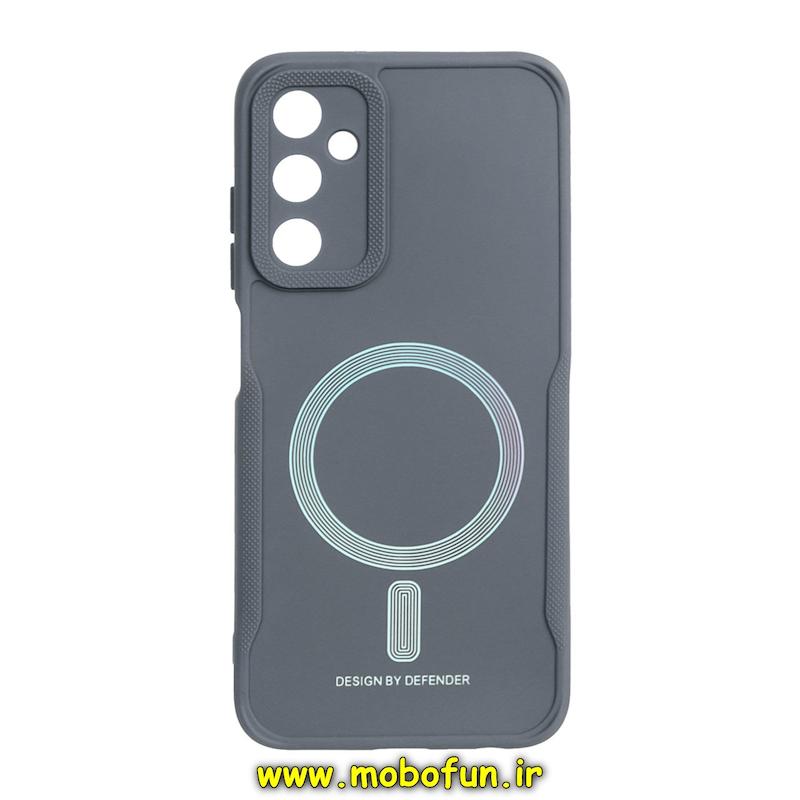 قاب گوشی Galaxy A05S سامسونگ سیلیکونی سوزنی دیفندر DEFENDER طرح مگ سیف محافظ لنزدار خاکستری کد 72355