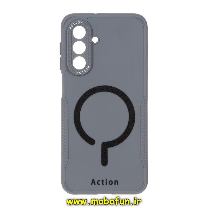قاب گوشی Galaxy A26 سامسونگ سیلیکونی سوزنی اکشن ACTION طرح مگ سیف محافظ لنزدار خاکستری کد 72480