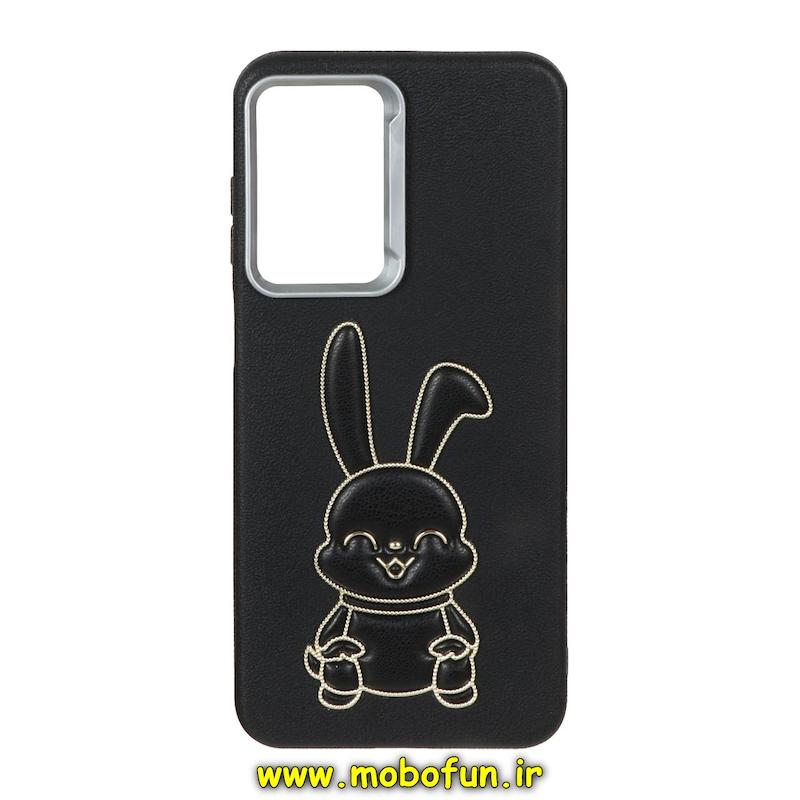 قاب گوشی Galaxy A26 سامسونگ لدر دیزاین SOFT Lether Design فانتزی سیلیکونی طرح چرم برجسته خرگوشی مشکی کد 72481