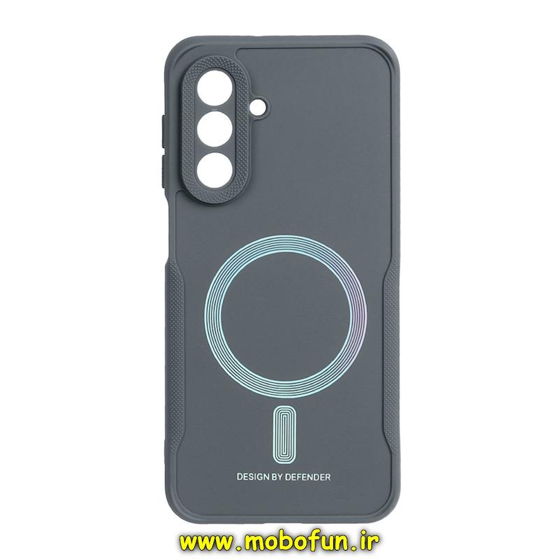 قاب گوشی Galaxy A26 سامسونگ سیلیکونی سوزنی دیفندر DEFENDER طرح مگ سیف محافظ لنزدار خاکستری کد 72485