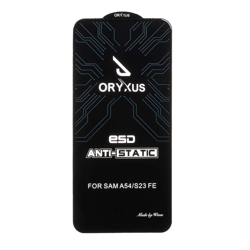 گلس گوشی Galaxy A54 / Galaxy S23 FE سامسونگ شیشه ای ORYXUS اوریگزوس ESD سری آنتی استاتیک Anti Static فول کاور اورجینال کد 72588
