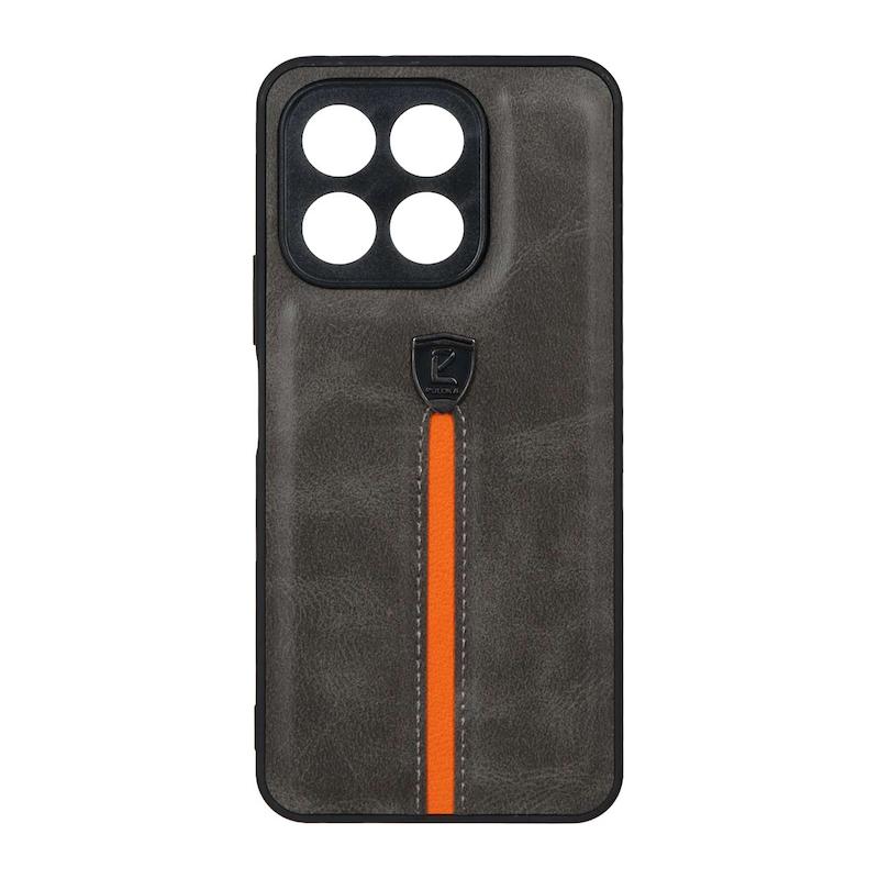 قاب گوشی Honor X6B آنر اورجینال PULOKA پولوکا NEW CASE طرح چرمی درجه یک HARD محافظ لنزدار خاکستری کد 72728