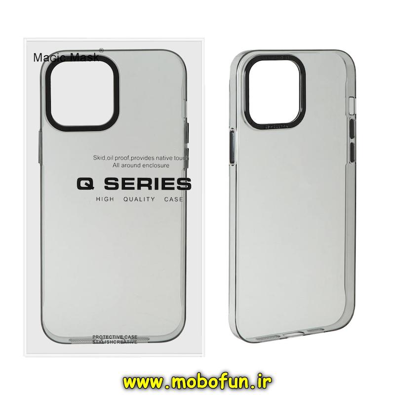 قاب گوشی iPhone 13 Pro Max آیفون طلقی HARD اورجینال Q Series شفاف رنگی لنز آلومینیومی دودی کد 72807