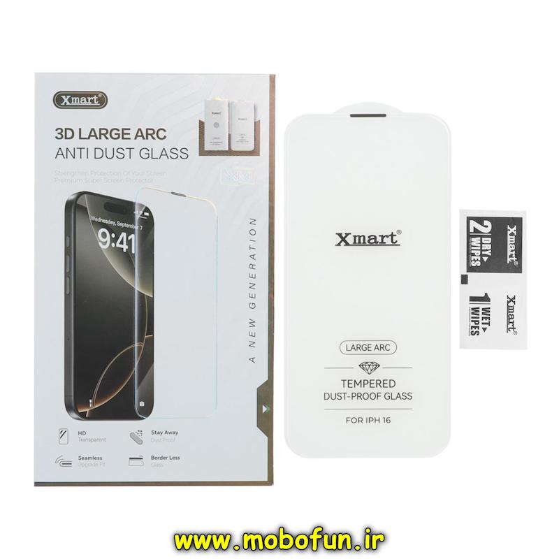 گلس گوشی iPhone 16 آیفون شیشه ای XMART مدل بدون حاشیه Full Cover 3D Large Arc اورجینال کد 72828