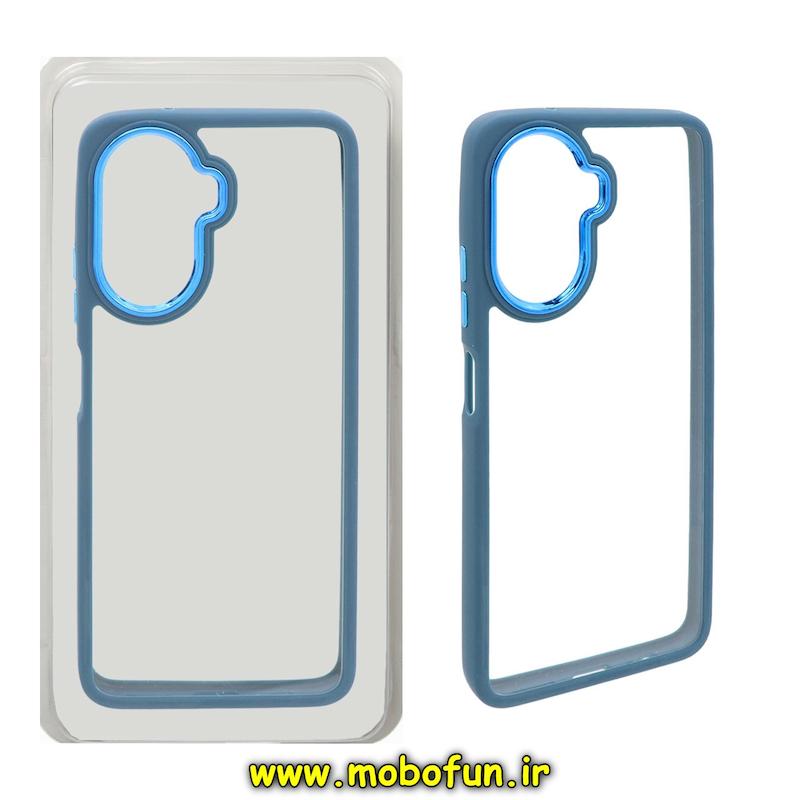 قاب گوشی Huawei Nova Y70 هوآوی اورجینال متال کیس Metal طرح پشت طلق شفاف دور سیلیکونی سرمه ای کد 72995