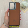 قاب گوشی Galaxy A12 / M12 سامسونگ اورجینال متال کیس Metal اورجینال CASE PRO طرح چرمی اورجینال اوزاکی OZAKI دور سیلیکونی استندشو قهوه ای کد 73022