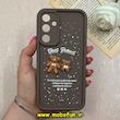 قاب گوشی Galaxy A35 سامسونگ طرح سیلیکونی Solid عروسکی خرسی محافظ لنزدار قهوه ای تیره کد 73095