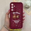 قاب گوشی Galaxy A35 سامسونگ طرح سیلیکونی Solid عروسکی خرسی محافظ لنزدار زرشکی کد 73097