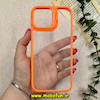 قاب گوشی iPhone 13 Pro Max آیفون اورجینال متال کیس Metal اورجینال CASE PRO طرح پشت طلق شفاف دور سیلیکونی استندشو نارنجی کد 73213