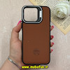 قاب گوشی iPhone 15 Pro Max آیفون اورجینال متال کیس Metal اورجینال CASE PRO طرح چرمی اورجینال اوزاکی OZAKI دور سیلیکونی استندشو قهوه ای کد 73263