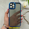 قاب گوشی iPhone 12 Pro Max آیفون طرح پشت طلق شفاف دور سیلیکونی اورجینال فلزی متال کیس Metal Case برند FOCUS PIXEL سرمه ای کد 69799