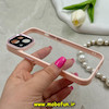 قاب گوشی iPhone 13 آیفون طرح پشت طلق شفاف دور سیلیکونی اورجینال فلزی متال کیس Metal Case برند FOCUS PIXEL صورتی کد 69802