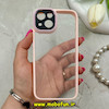 قاب گوشی iPhone 13 آیفون طرح پشت طلق شفاف دور سیلیکونی اورجینال فلزی متال کیس Metal Case برند FOCUS PIXEL صورتی کد 69802